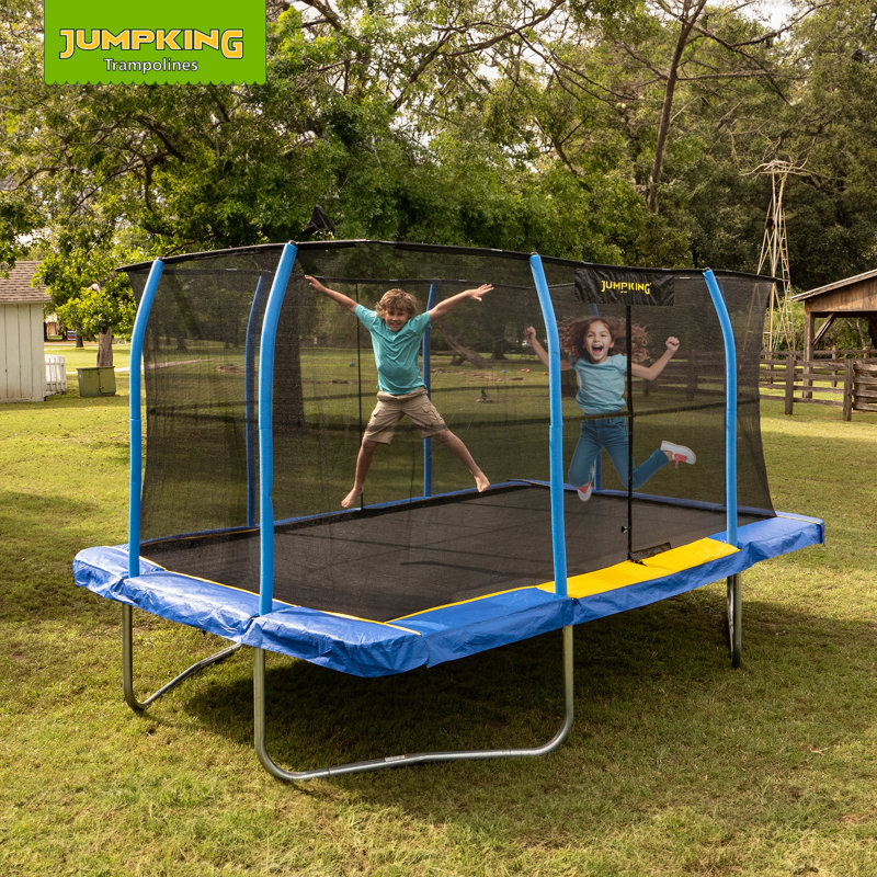 YJ USA JumpKing 10 x 14 Foot Enclosed Rectangular Trampoline with G3 Pole Wayfair